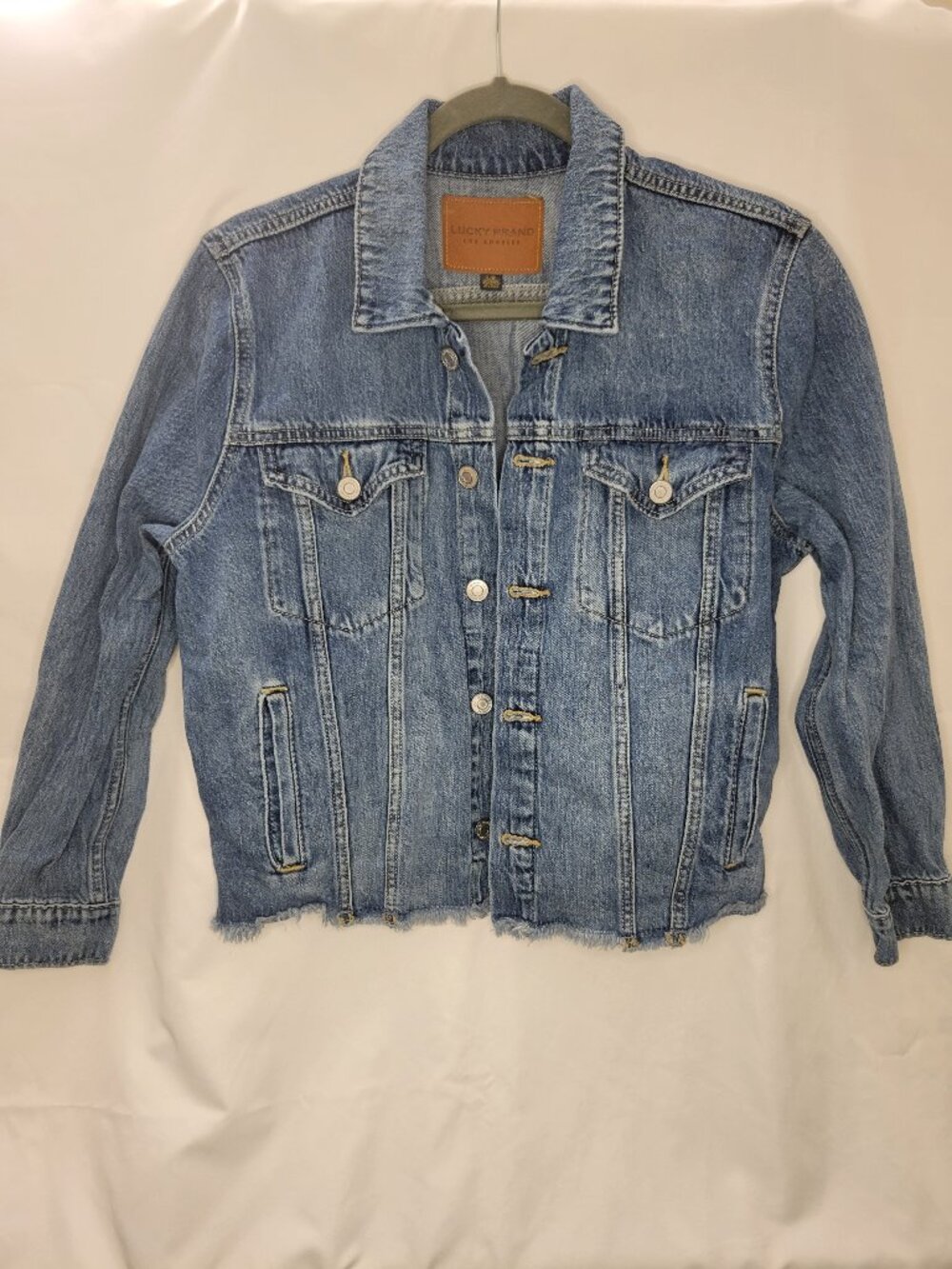 Lucky Brand Tomboy Trucker Raw Hem Denim Jacket Women's L